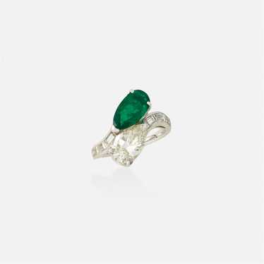 'Toi et moi' diamond, emerald, and platinum ring - image 1