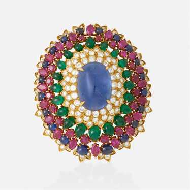 David Webb, Sapphire, emerald, ruby brooch