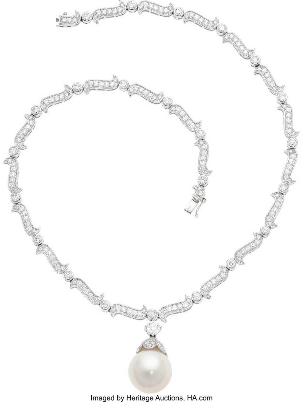 55043: Diamond, South Sea Cultured Pearl, White G… - image 1