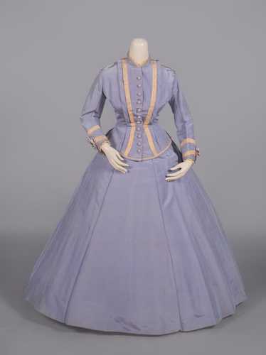 PERIWINKLE SILK FAILLE DAY DRESS, c. 1867 - image 1