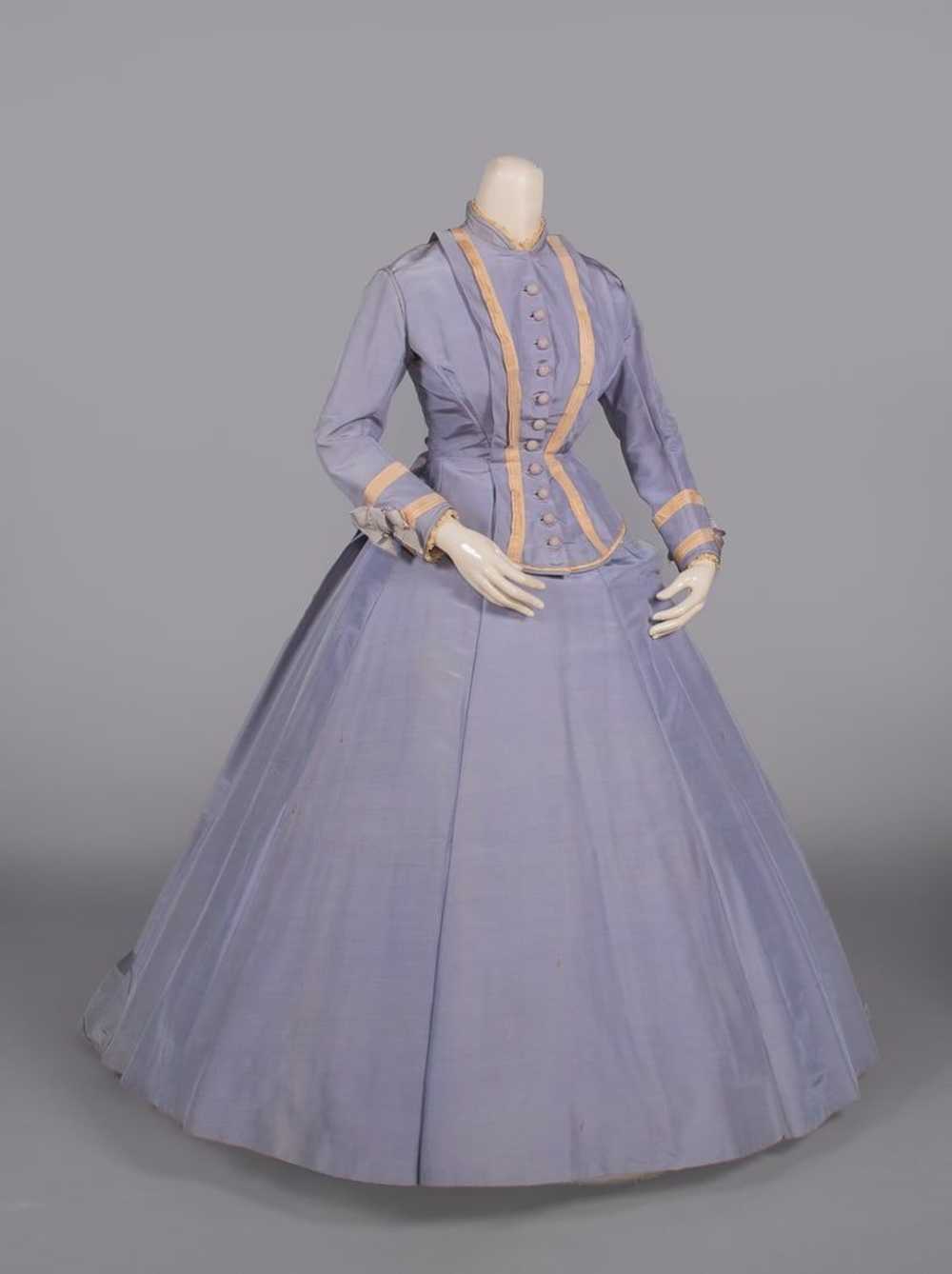 PERIWINKLE SILK FAILLE DAY DRESS, c. 1867 - image 2