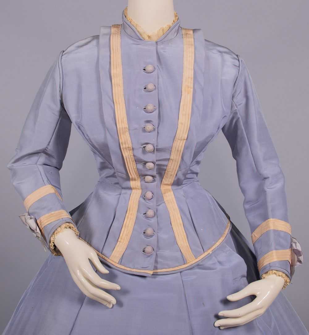 PERIWINKLE SILK FAILLE DAY DRESS, c. 1867 - image 5