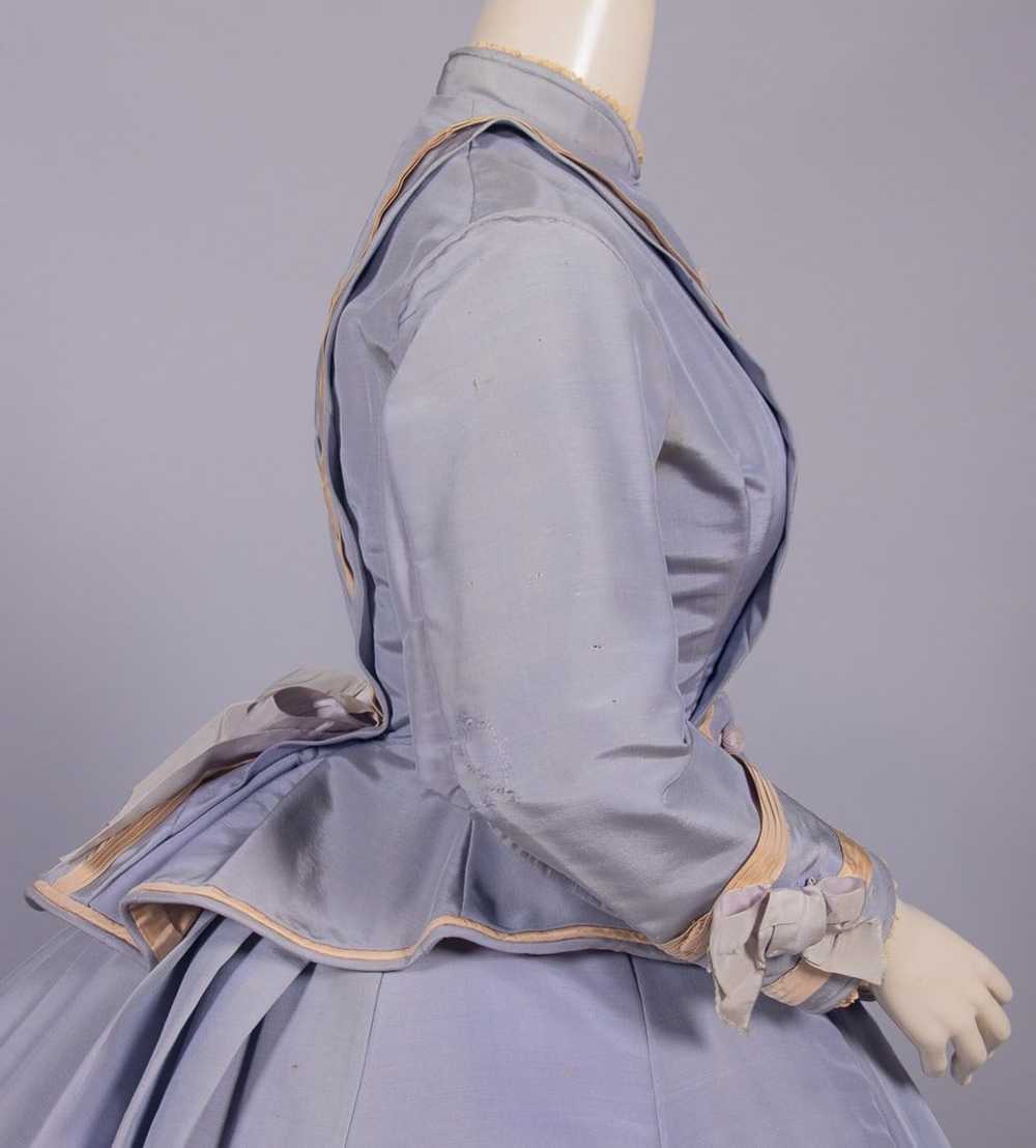 PERIWINKLE SILK FAILLE DAY DRESS, c. 1867 - image 6