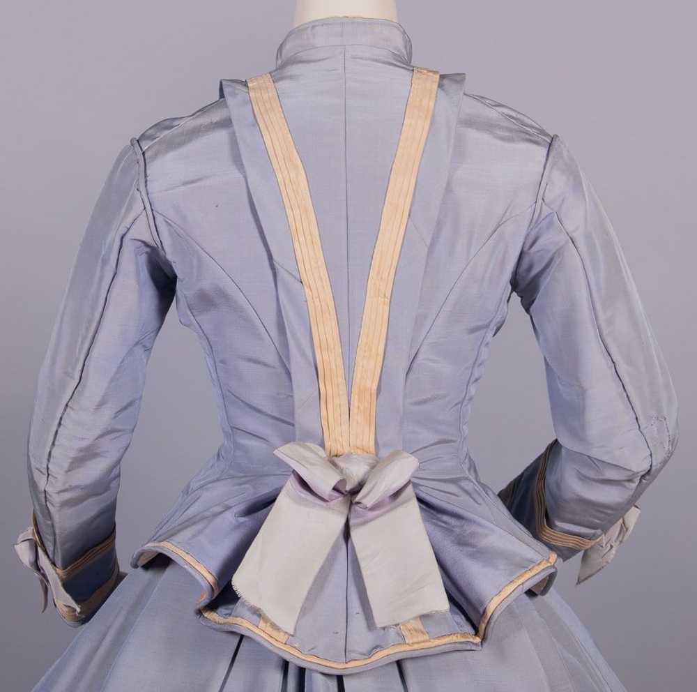 PERIWINKLE SILK FAILLE DAY DRESS, c. 1867 - image 7