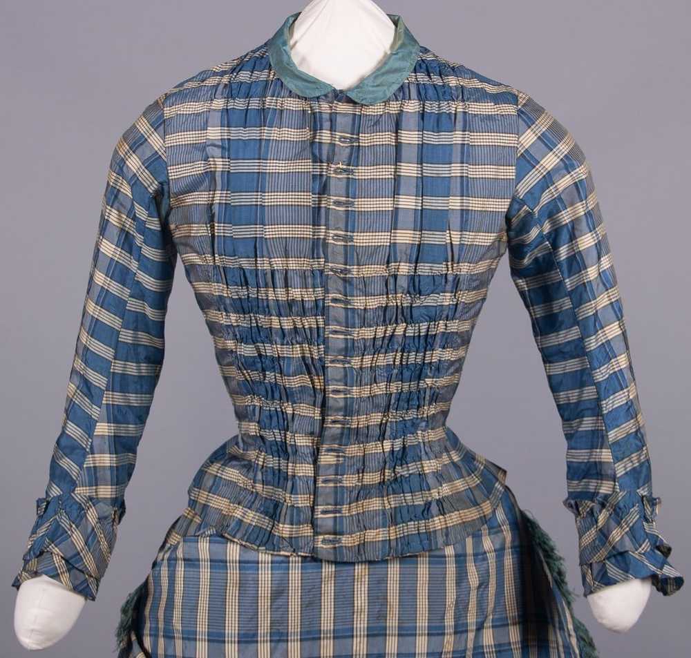 PLAID SILK TAFFETA DAY DRESS, 1880s - image 6
