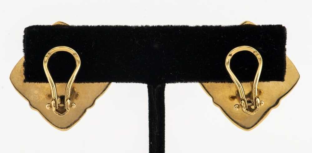 14K Yellow & White Gold "X" Square Earrings - image 3