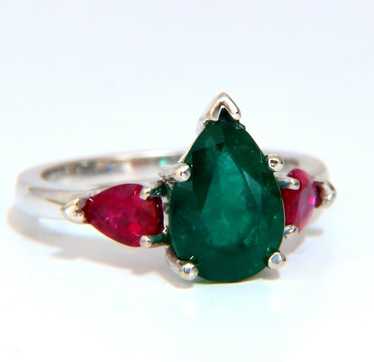3.01ct natural pear-shaped emerald cut emerald ru… - image 1