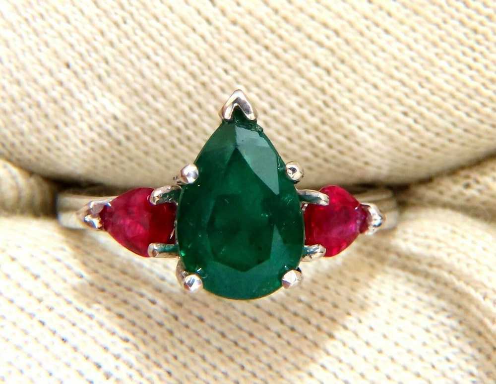 3.01ct natural pear-shaped emerald cut emerald ru… - image 5