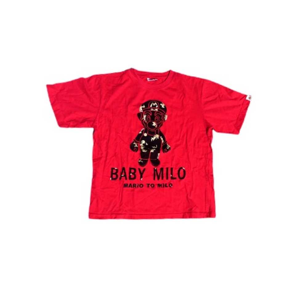Vintage BAPE Baby Milo Red Shirt With Gold Short … - image 1