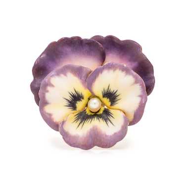 SEED PEARL AND ENAMEL PANSY PENDANT/BROOCH - image 1