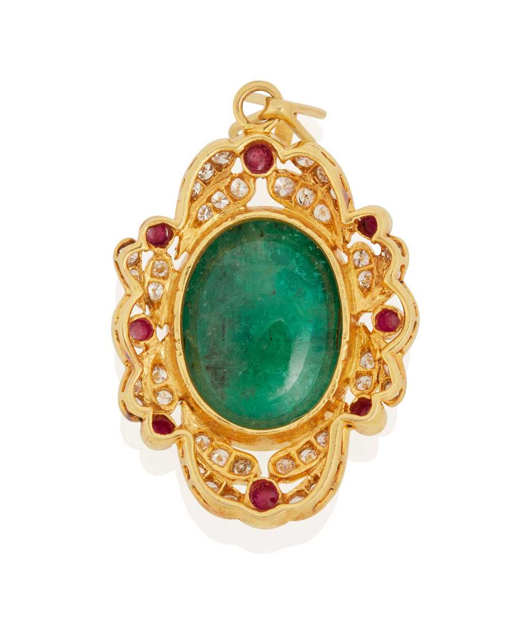 An Emerald, Diamond, Ruby and Gold Pendant - image 2