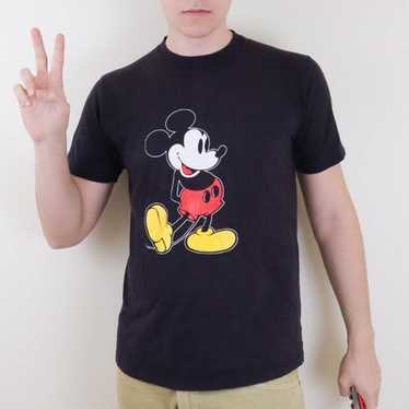 Vintage 80s Mickey Mouse Graphic T-Shirt Black Me… - image 1