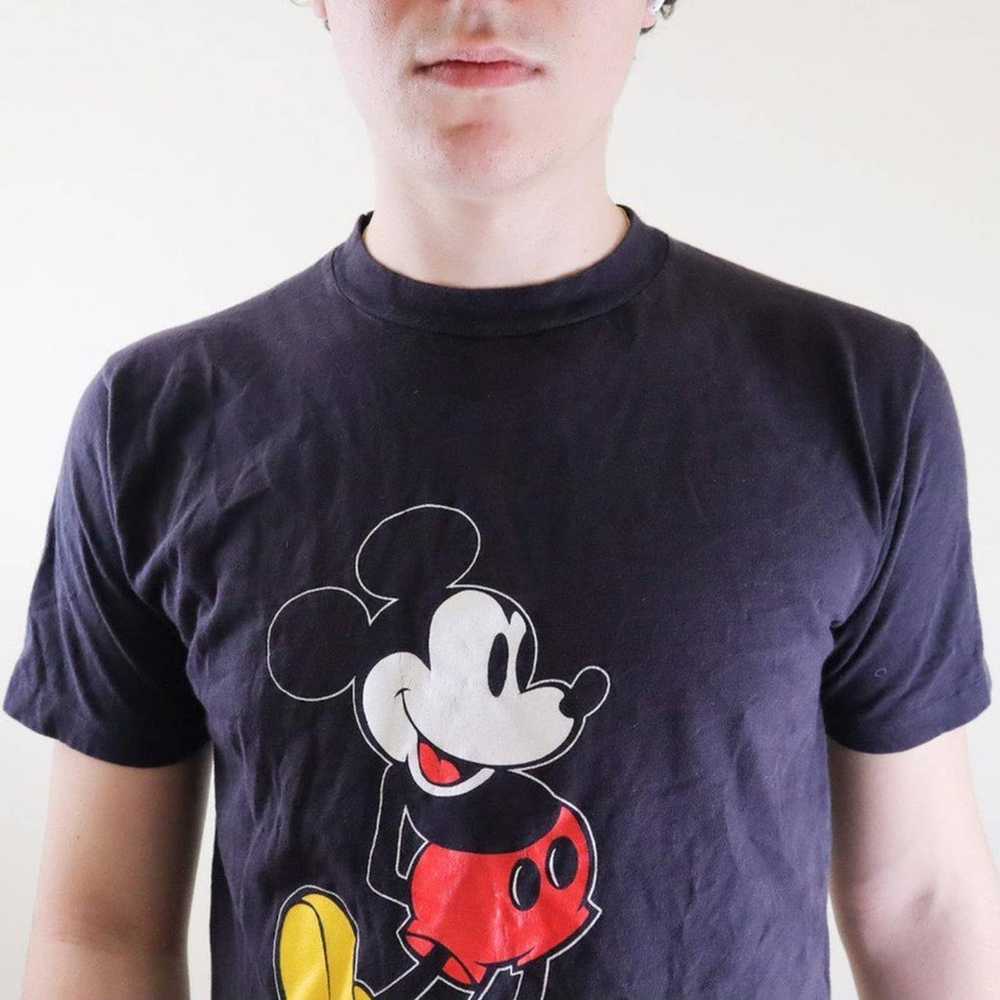Vintage 80s Mickey Mouse Graphic T-Shirt Black Me… - image 2