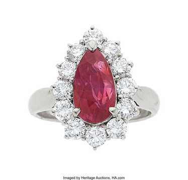 55260: Mozambique Ruby, Diamond, Platinum Ring St… - image 1