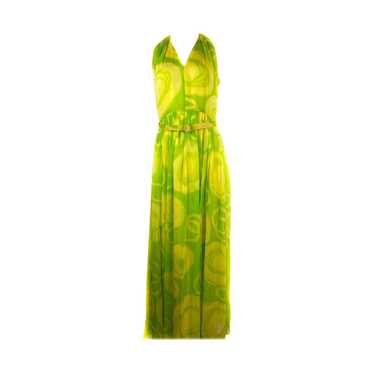Vintage KIKI HART Yellow and Green Sleeveless Max… - image 1