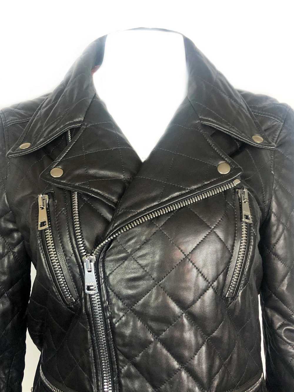 GUCCI Brown Leather Moto Jacket w/ Pearls Size 44 - image 3