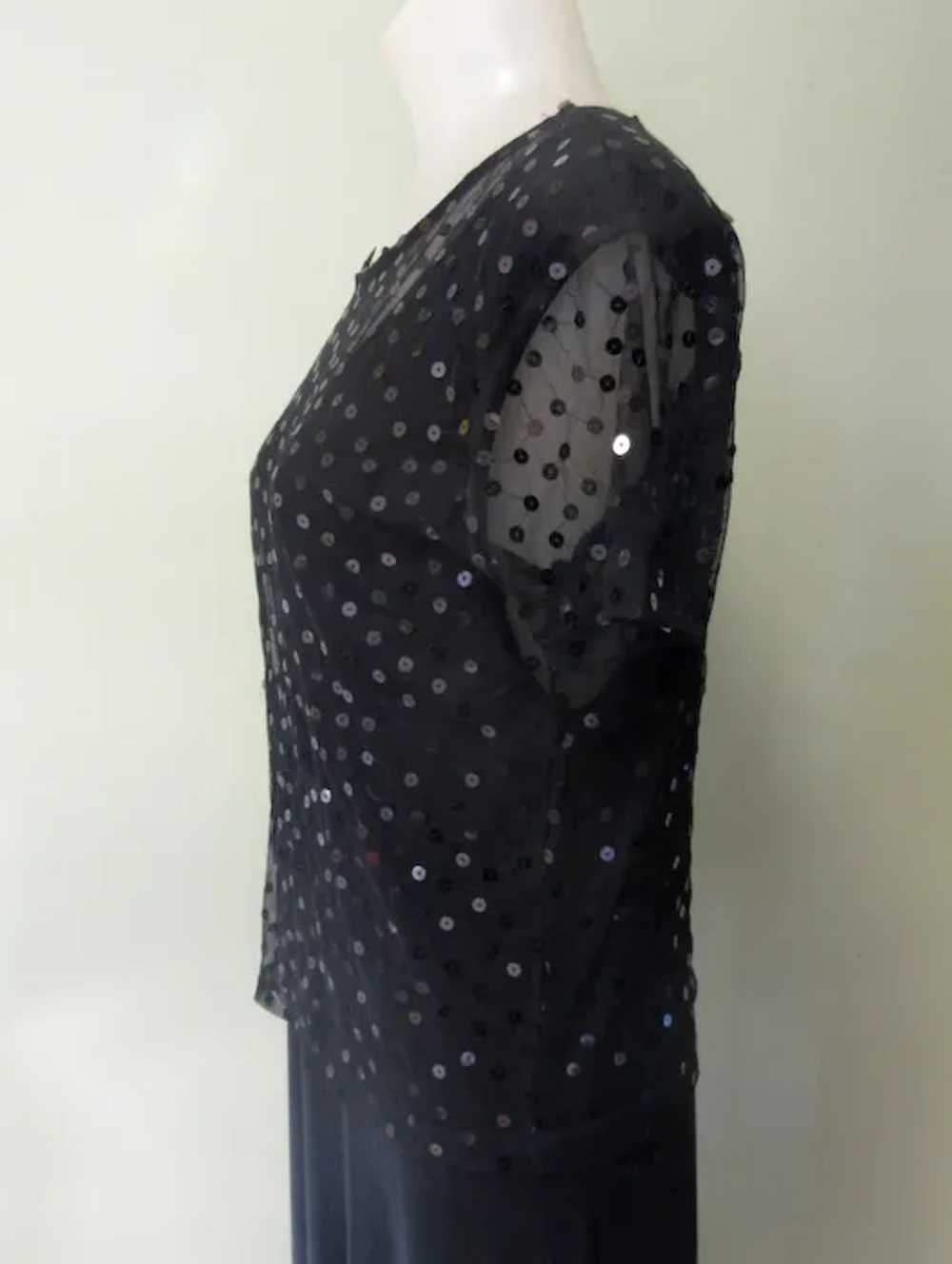 Vintage Sequined & Sheer Net Blouse, Black Party … - image 3