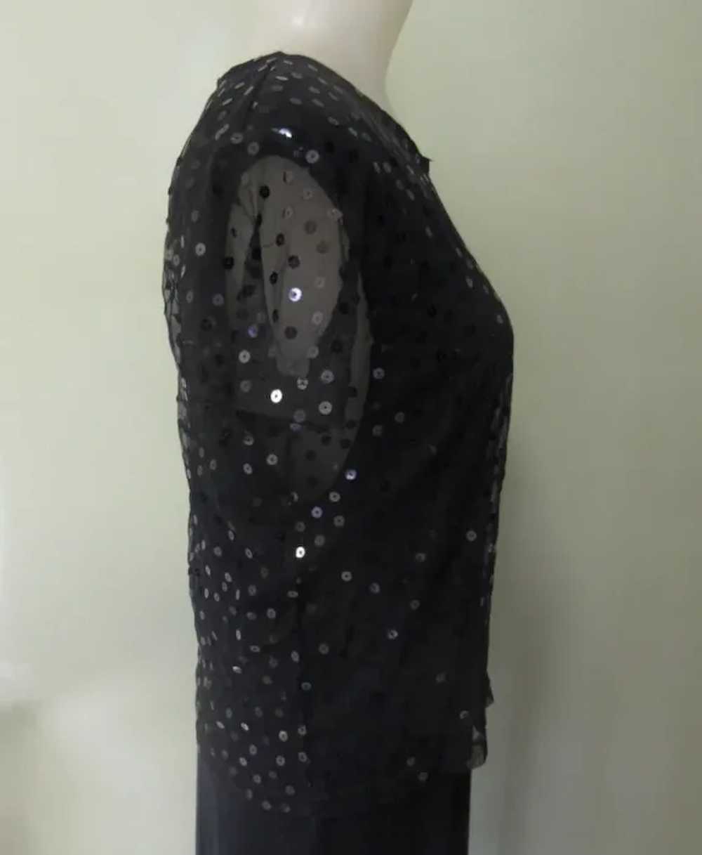 Vintage Sequined & Sheer Net Blouse, Black Party … - image 4