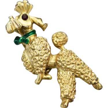 Gold poodle brooch pin, cute little dog brooch - image 1