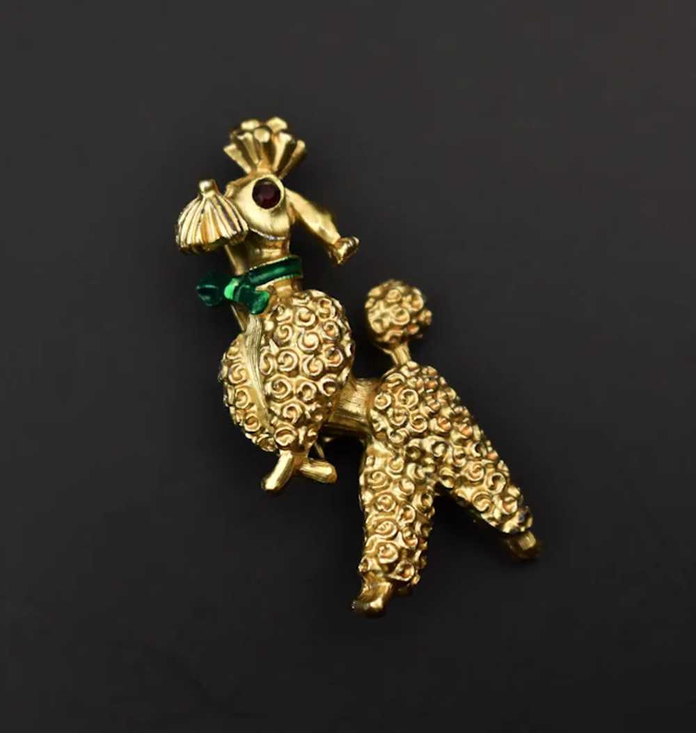 Gold poodle brooch pin, cute little dog brooch - image 2