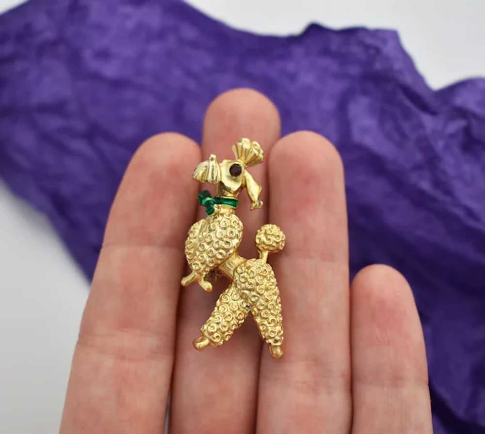 Gold poodle brooch pin, cute little dog brooch - image 3