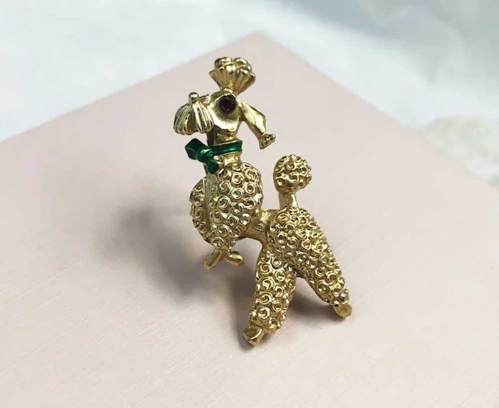 Gold poodle brooch pin, cute little dog brooch - image 4