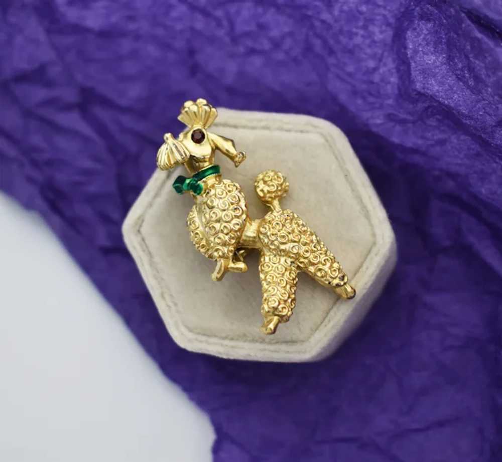 Gold poodle brooch pin, cute little dog brooch - image 7