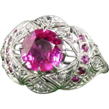 Antique Art Deco Platinum Burma Pink Sapphire and 