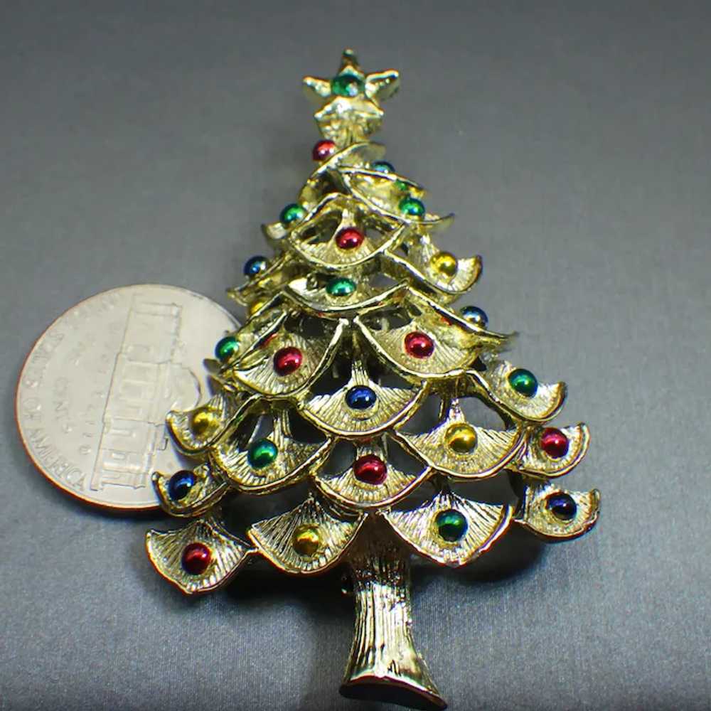 1950s Christmas Tree Brooch Signed Gerrys, Colorf… - image 2