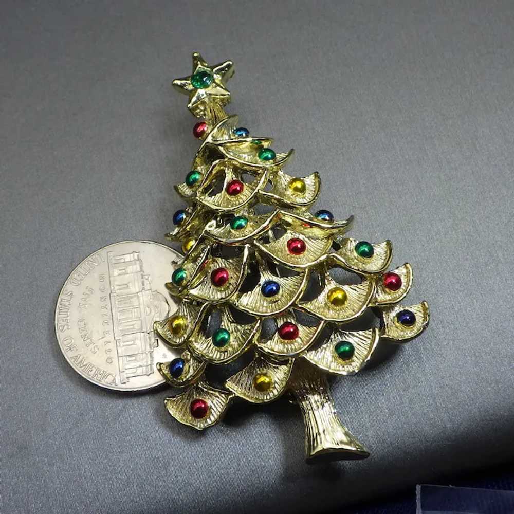 1950s Christmas Tree Brooch Signed Gerrys, Colorf… - image 5