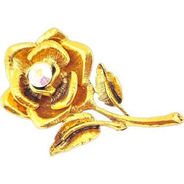 Oscar De La Renta Rose Brooch Pin with Aurora Bor… - image 1