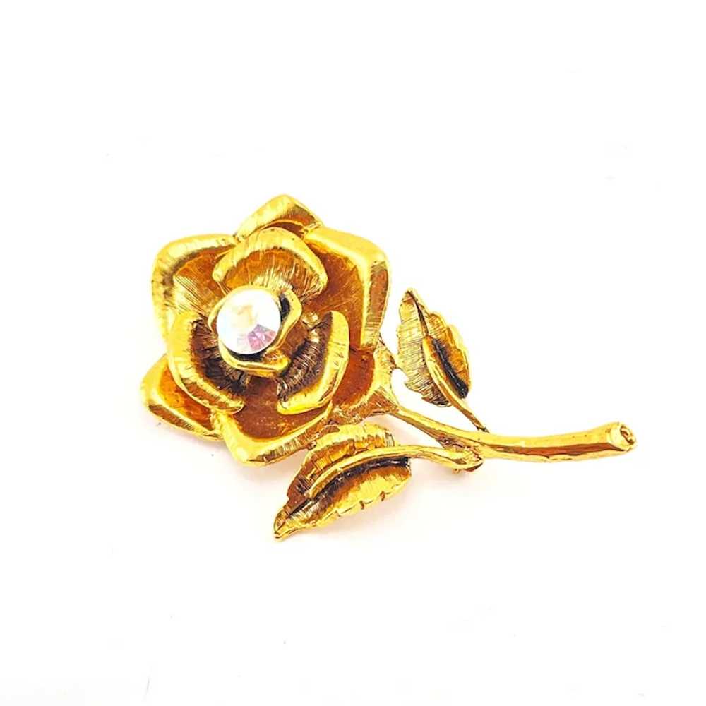 Oscar De La Renta Rose Brooch Pin with Aurora Bor… - image 2