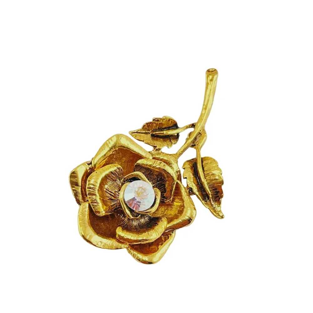 Oscar De La Renta Rose Brooch Pin with Aurora Bor… - image 3