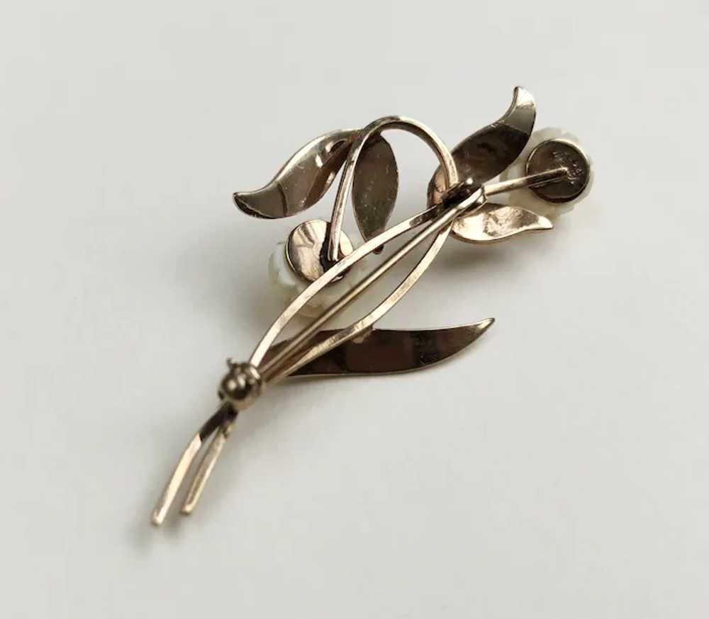 White roses brooch pin vintage, Van Dell flower b… - image 5