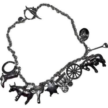 Western Themed Sterling Charm Necklace/Designer