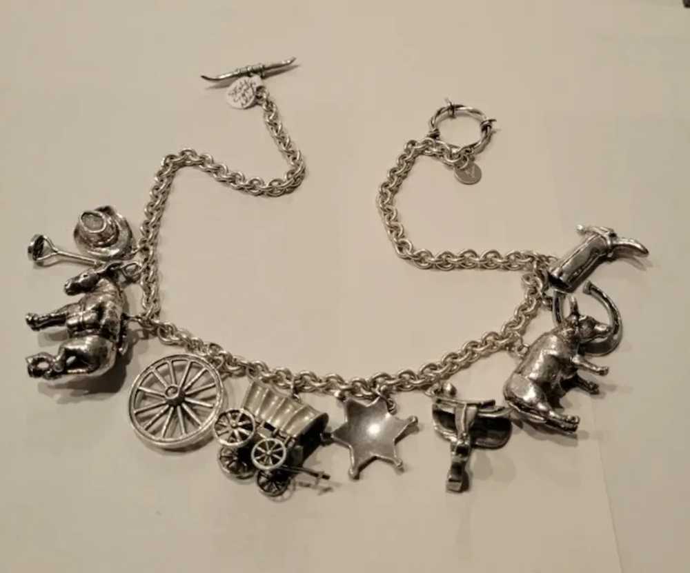 Western Themed Sterling Charm Necklace/Designer - image 2