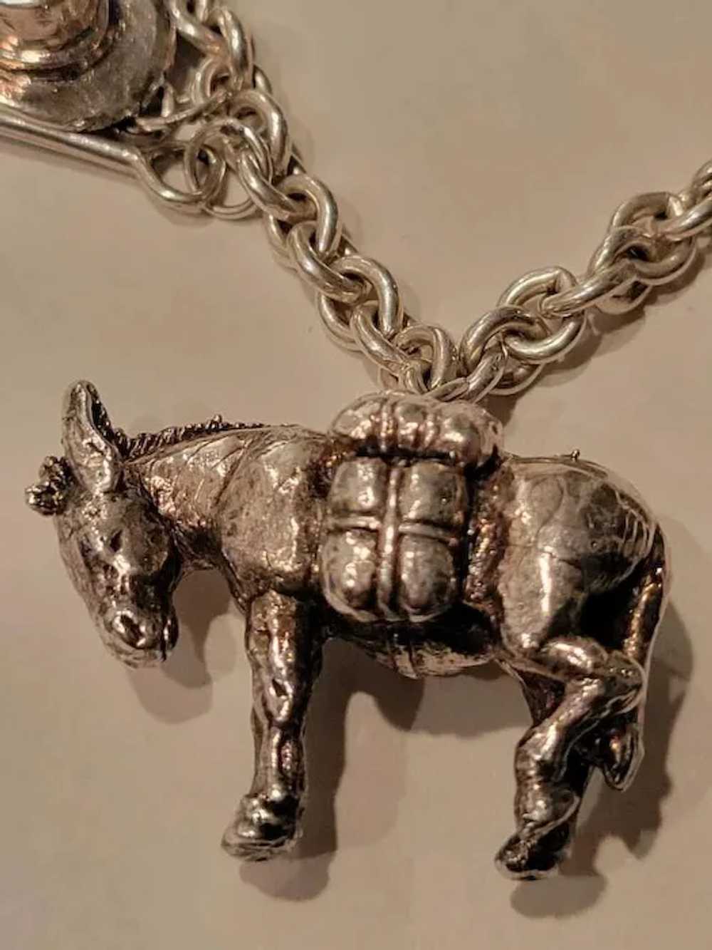 Western Themed Sterling Charm Necklace/Designer - image 6