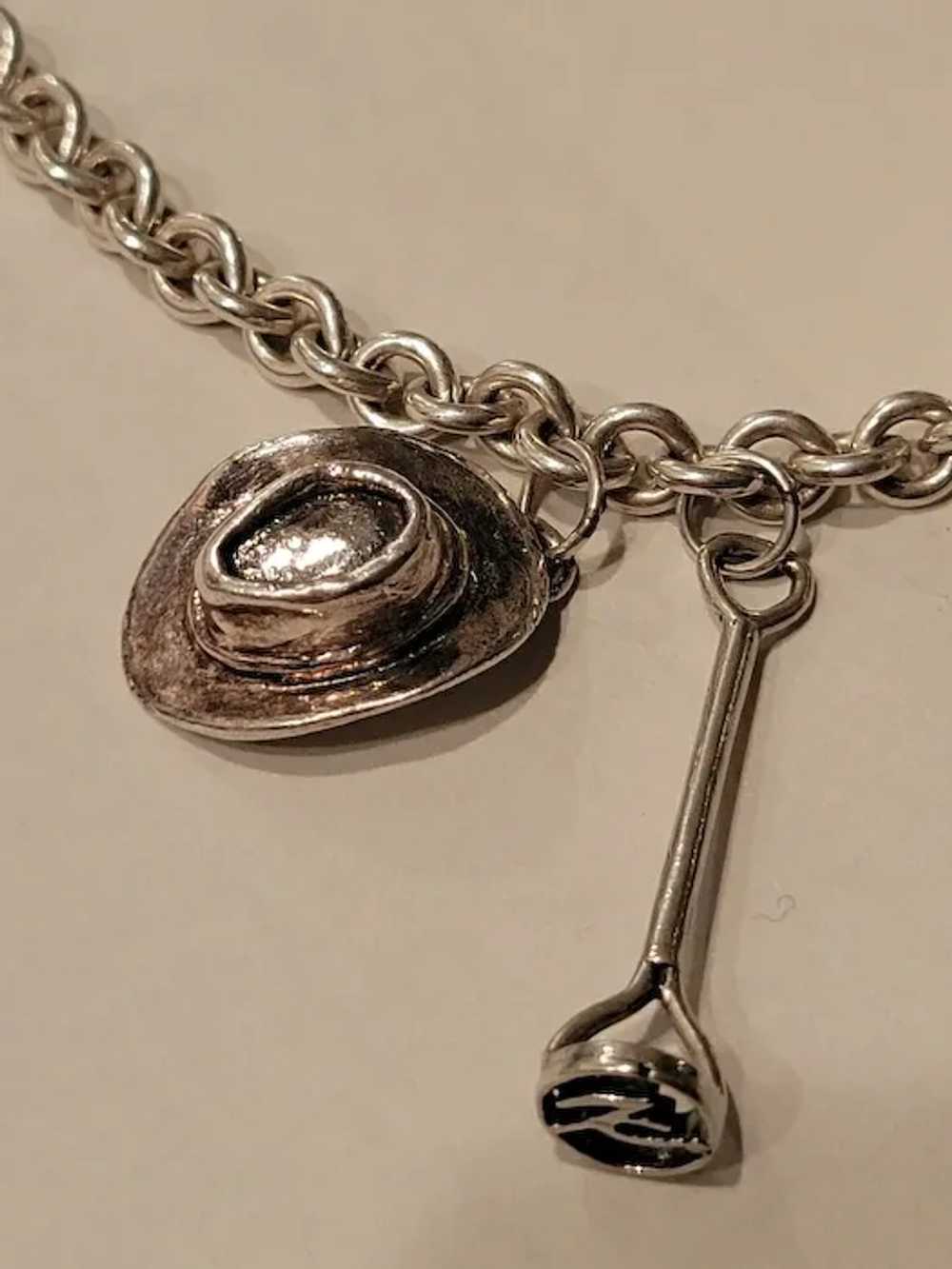 Western Themed Sterling Charm Necklace/Designer - image 7