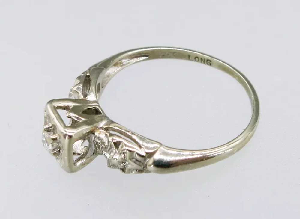 VINTAGE  50's   14k White Gold Engagement Ring  S… - image 10