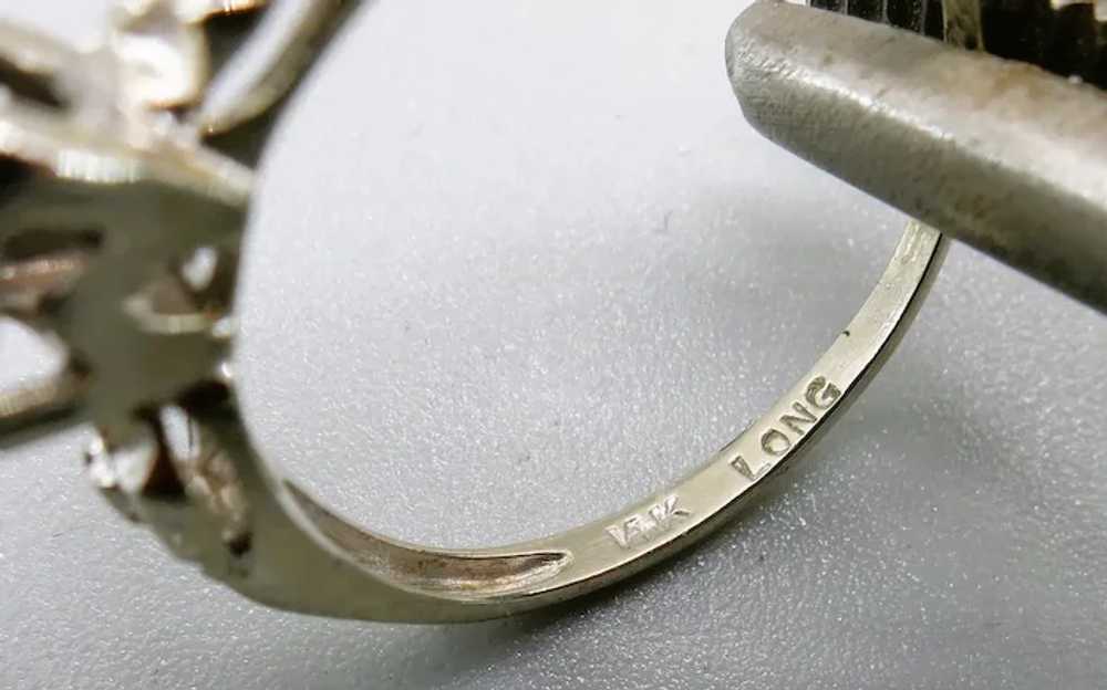 VINTAGE  50's   14k White Gold Engagement Ring  S… - image 8