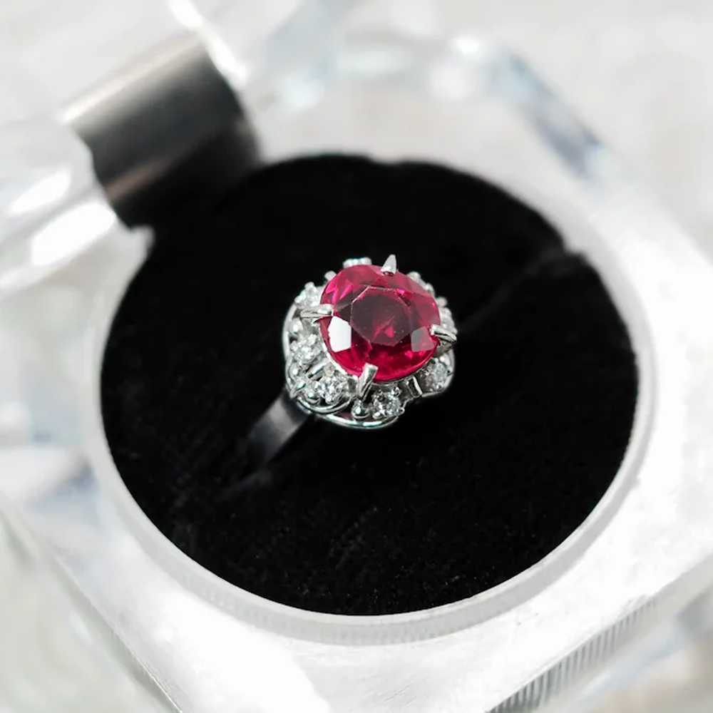 Vintage 1950s Mid Century Round Cut Lab Ruby, Dia… - image 6