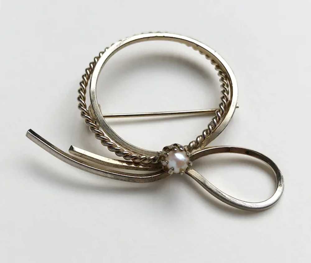 Elegant round brooch for women, pearl bow lapel b… - image 6