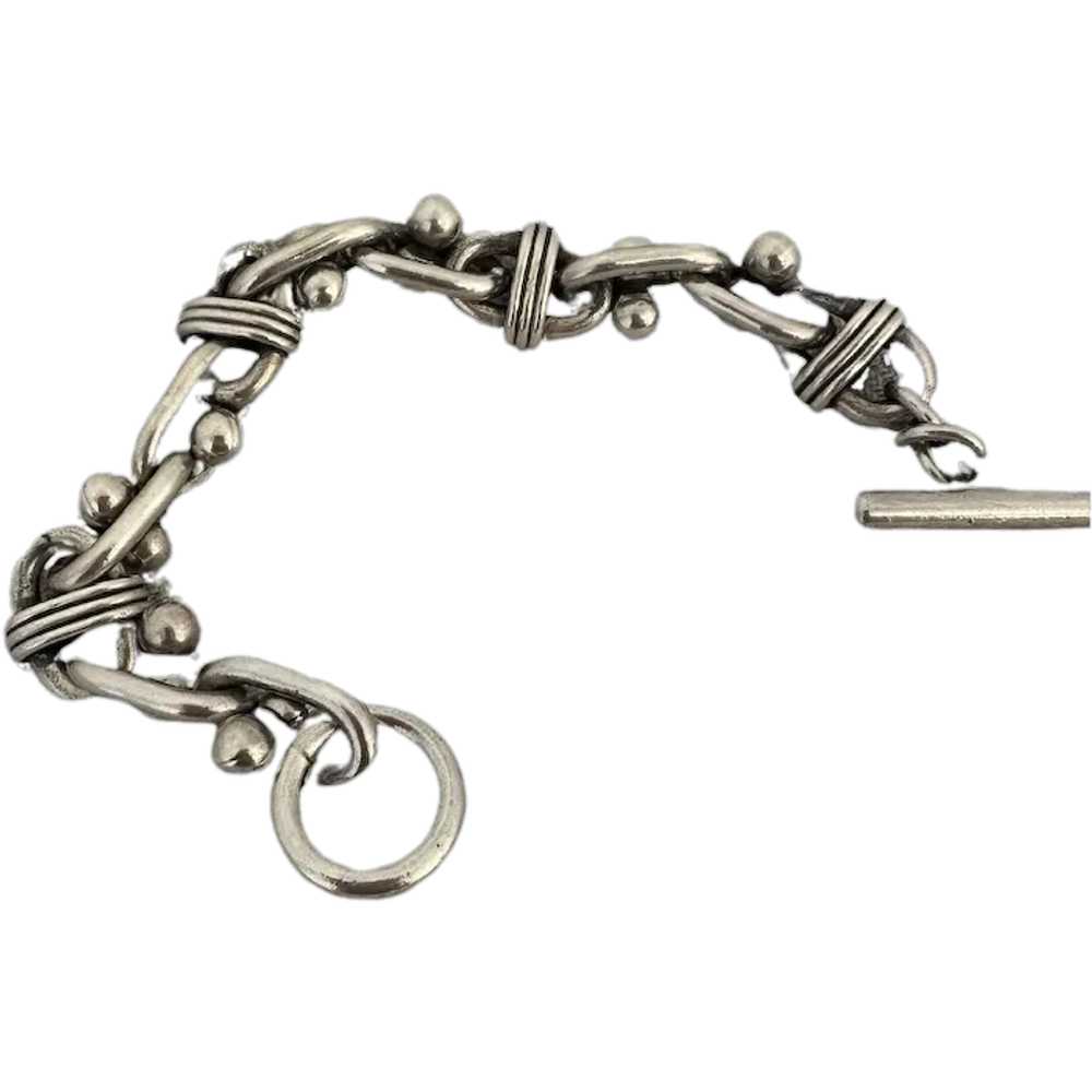 Sterling Heavy Link Bracelet. Toggle Closure - image 1