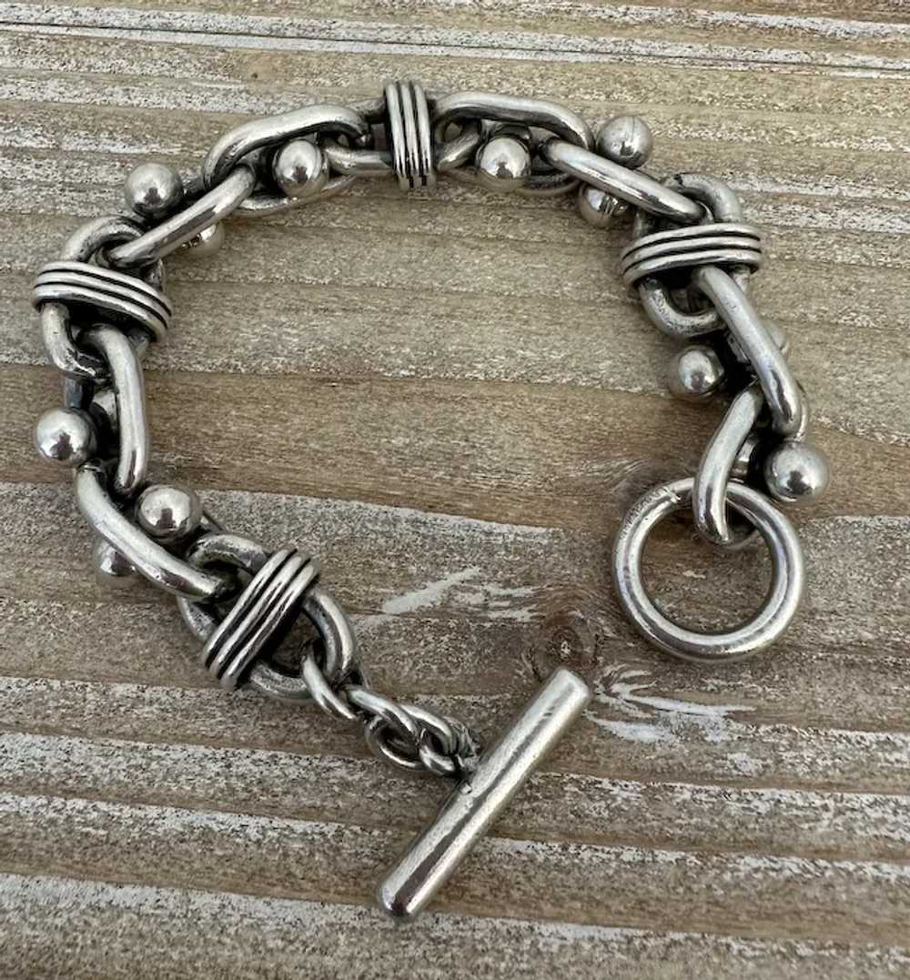 Sterling Heavy Link Bracelet. Toggle Closure - image 3