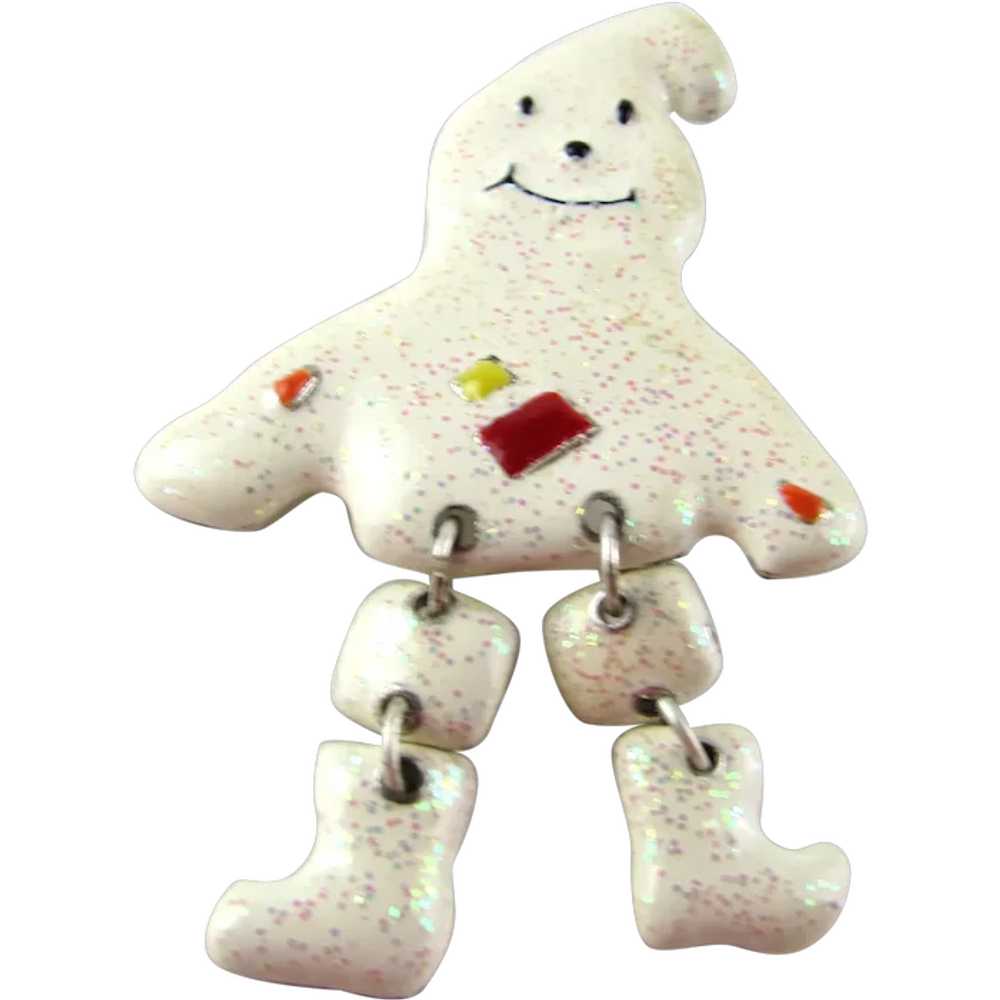 Snowman Pin With Moveable Legs - image 1