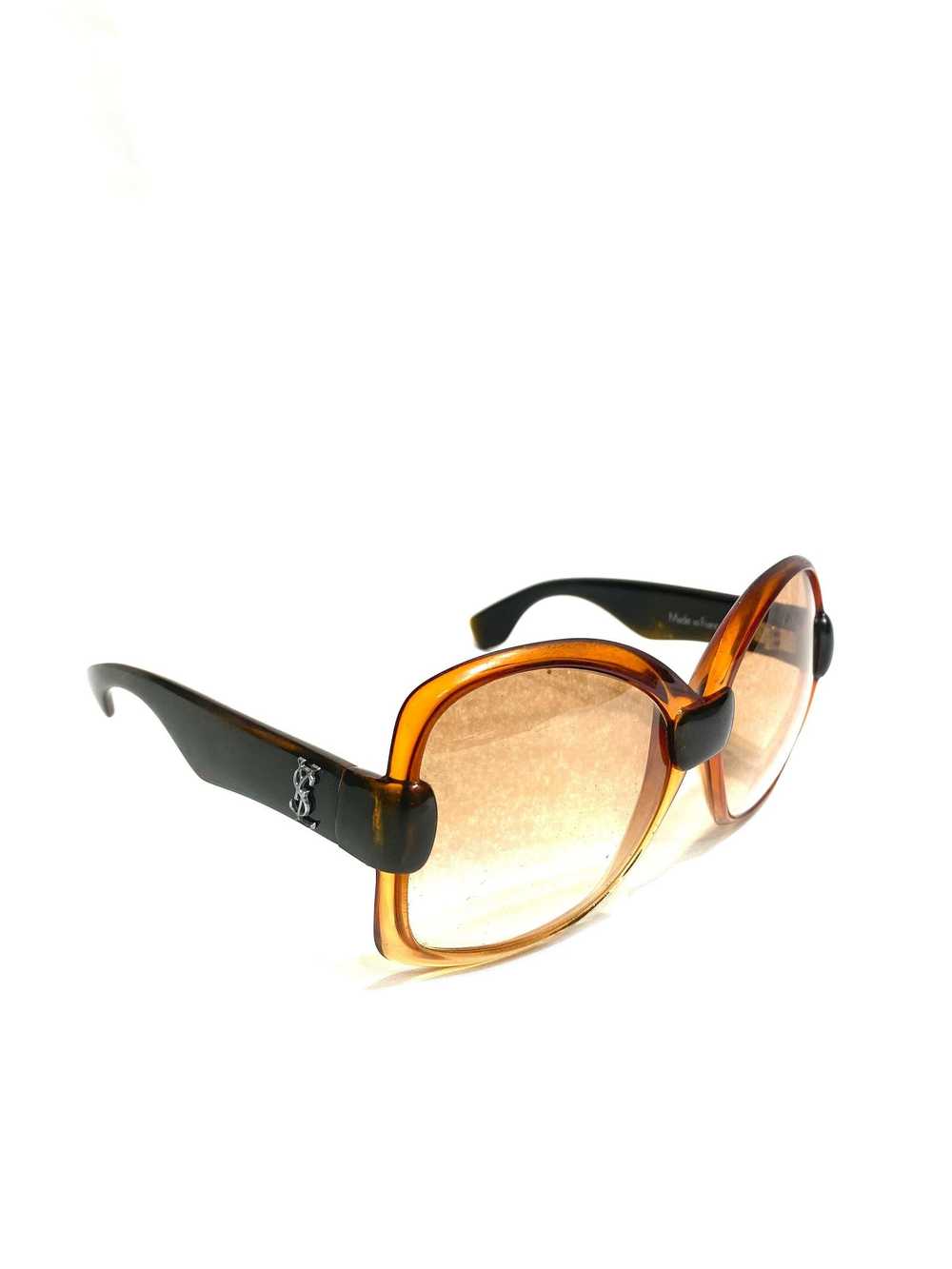 Vintage YSL Brown and Black Square Sunglasses - image 10