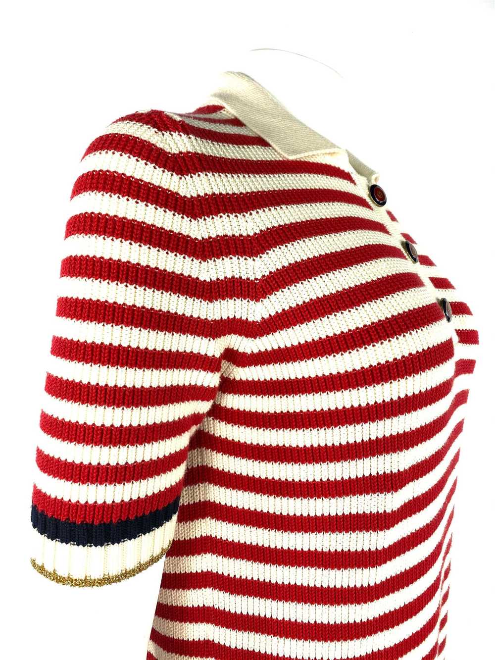 Gucci Red and White Wool Knit Sweater Top - image 11