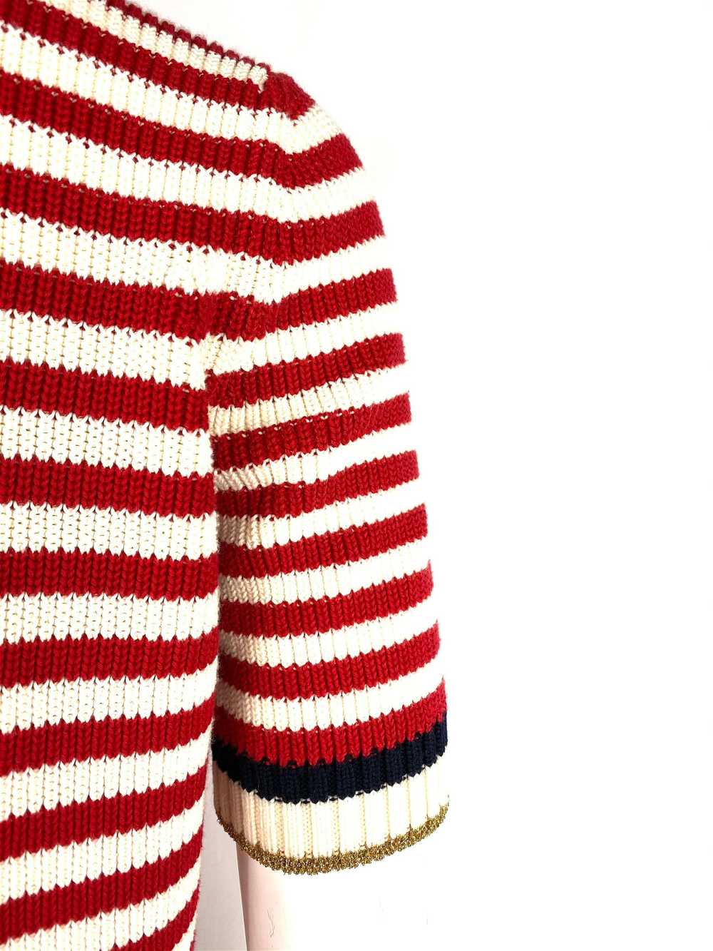 Gucci Red and White Wool Knit Sweater Top - image 2