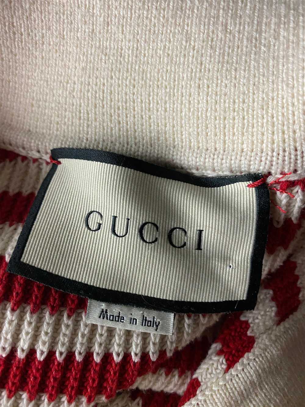 Gucci Red and White Wool Knit Sweater Top - image 3