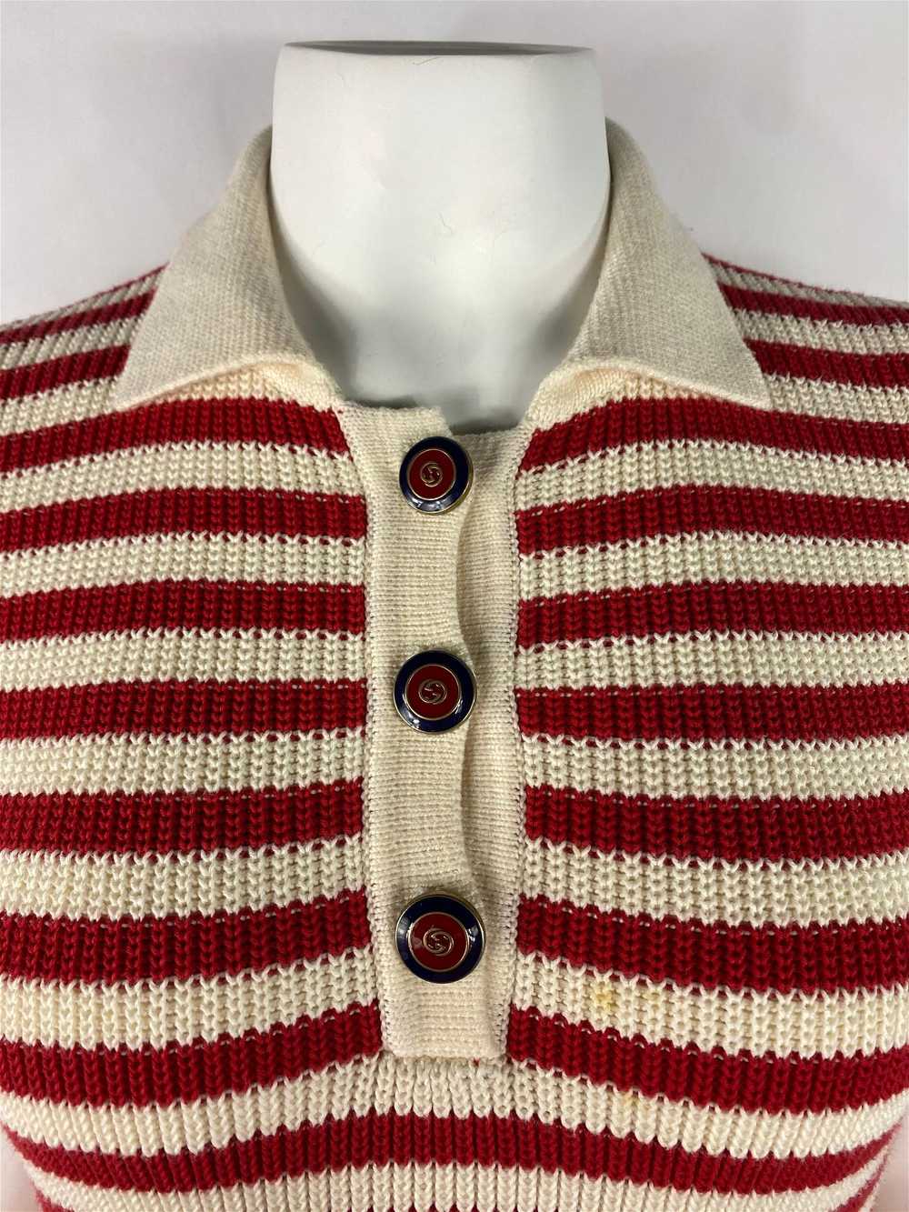 Gucci Red and White Wool Knit Sweater Top - image 8